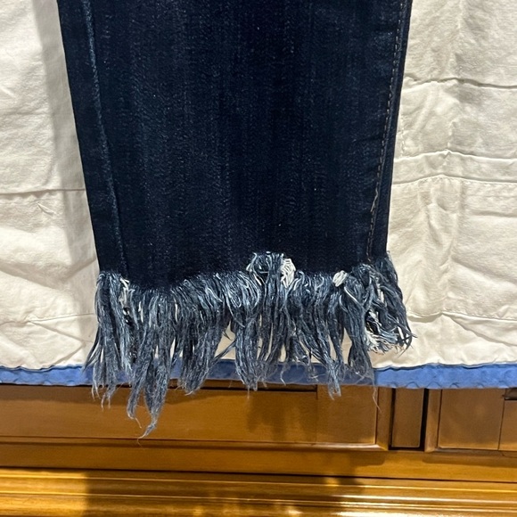 Just Black Jeans Denim Womens Size 30 Cropped Skinny Frayed Hem Blue Stretch - Picture 6 of 10
